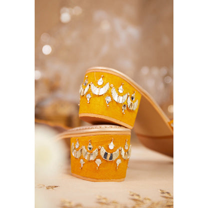 House of Vian Women Mustard Mahira Heeled Mules