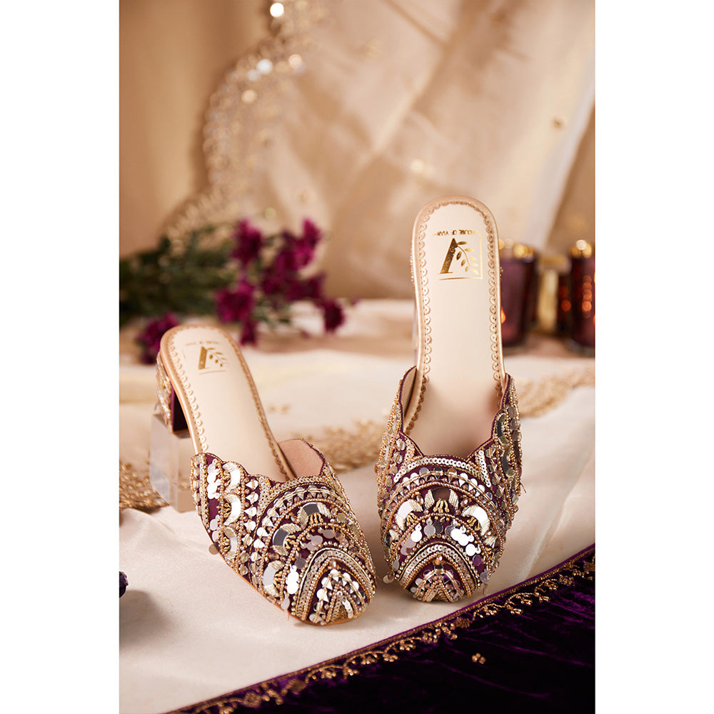 House of Vian Women Wine Mahnaz Heeled Mules