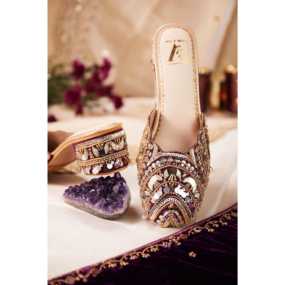 House of Vian Women Wine Mahnaz Heeled Mules