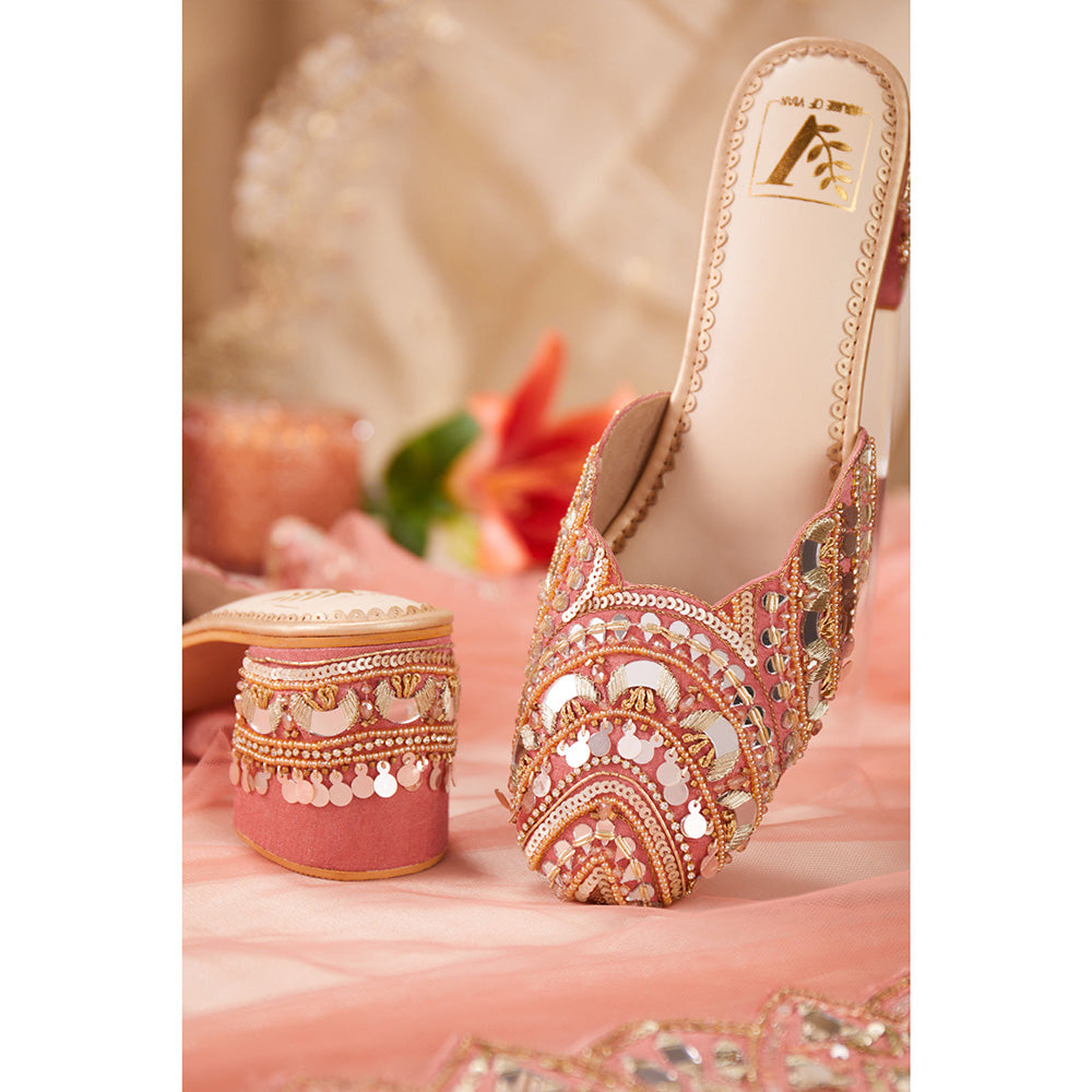 House of Vian Women Pink Mahnaz Heeled Mules