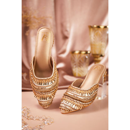 House of Vian Women Gold Pariza Heeled Mules