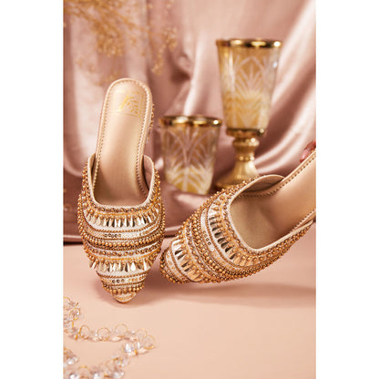 House of Vian Women Gold Pariza Heeled Mules