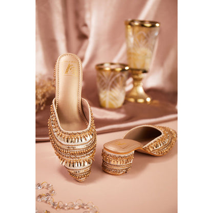 House of Vian Women Gold Pariza Heeled Mules