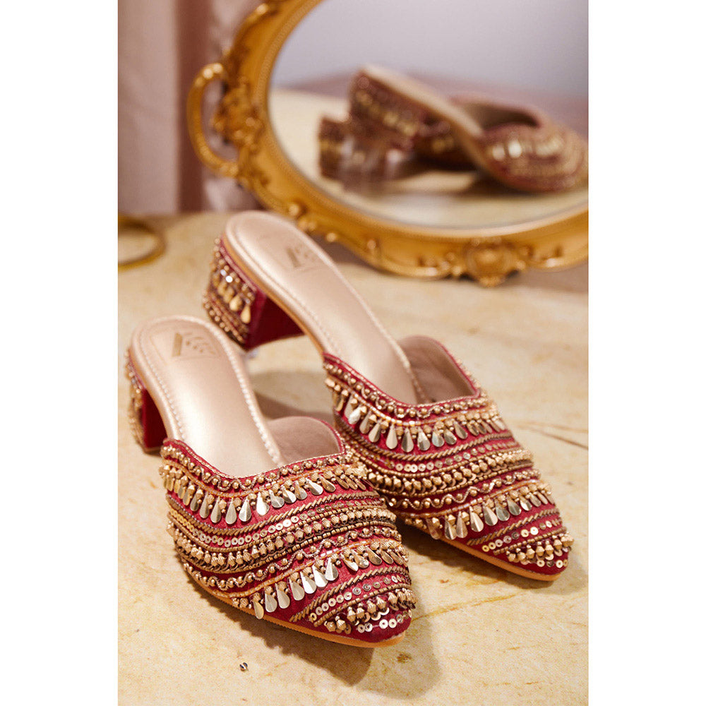 House of Vian Women Red Pariza Heeled Mules