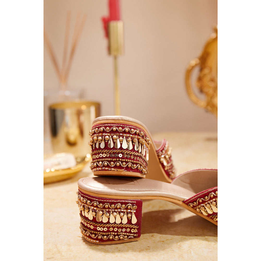House of Vian Women Red Pariza Heeled Mules