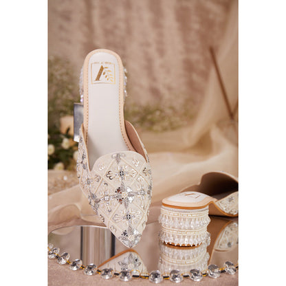 House of Vian Women White Ilina Heeled Mules