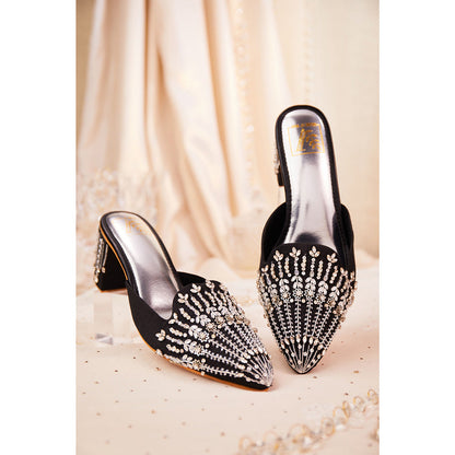 House of Vian Women Black Sitarah Heeled Mules