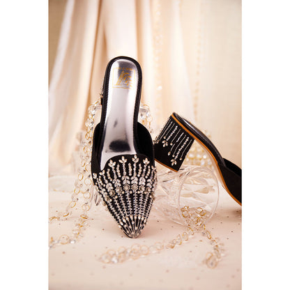 House of Vian Women Black Sitarah Heeled Mules