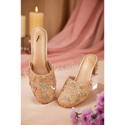 House of Vian Women Beige Gulzar Heeled Mules