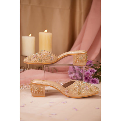 House of Vian Women Beige Gulzar Heeled Mules