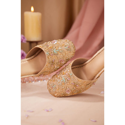 House of Vian Women Beige Gulzar Heeled Mules