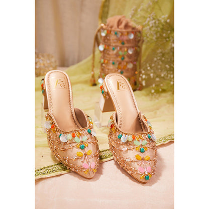 House of Vian Women Peach Zubeda Heeled Mules