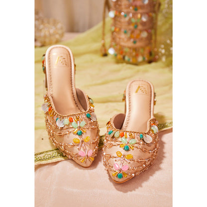 House of Vian Women Peach Zubeda Heeled Mules