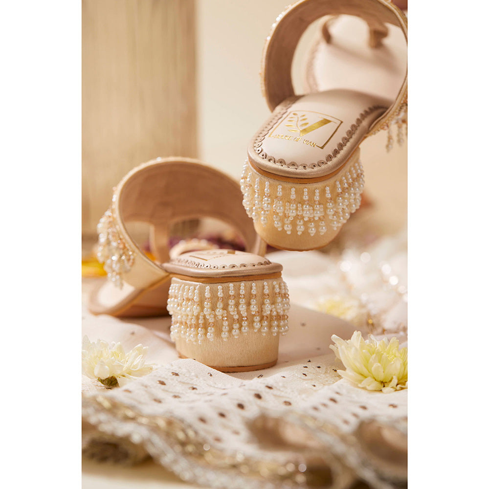 House of Vian Women Gold Sheesh Block Heels