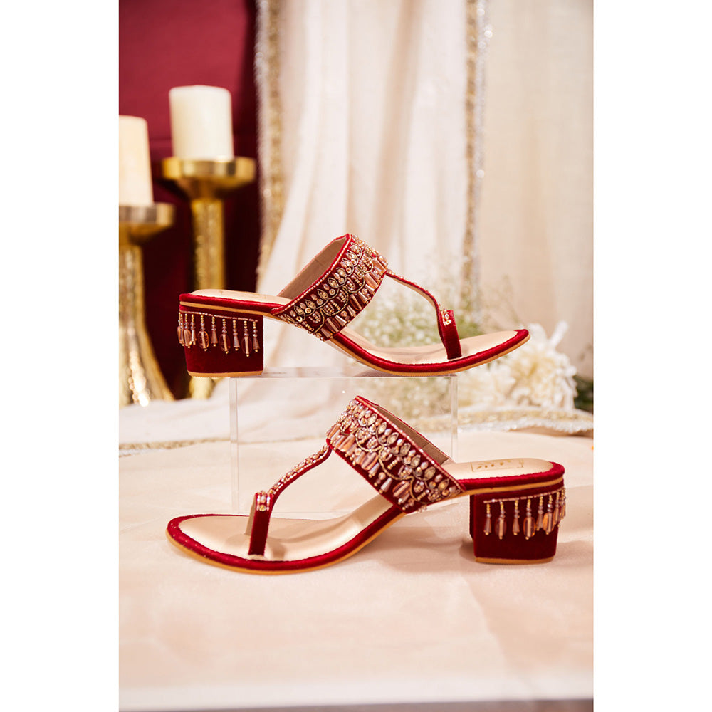 House of Vian Women Red Zahra Block Heels