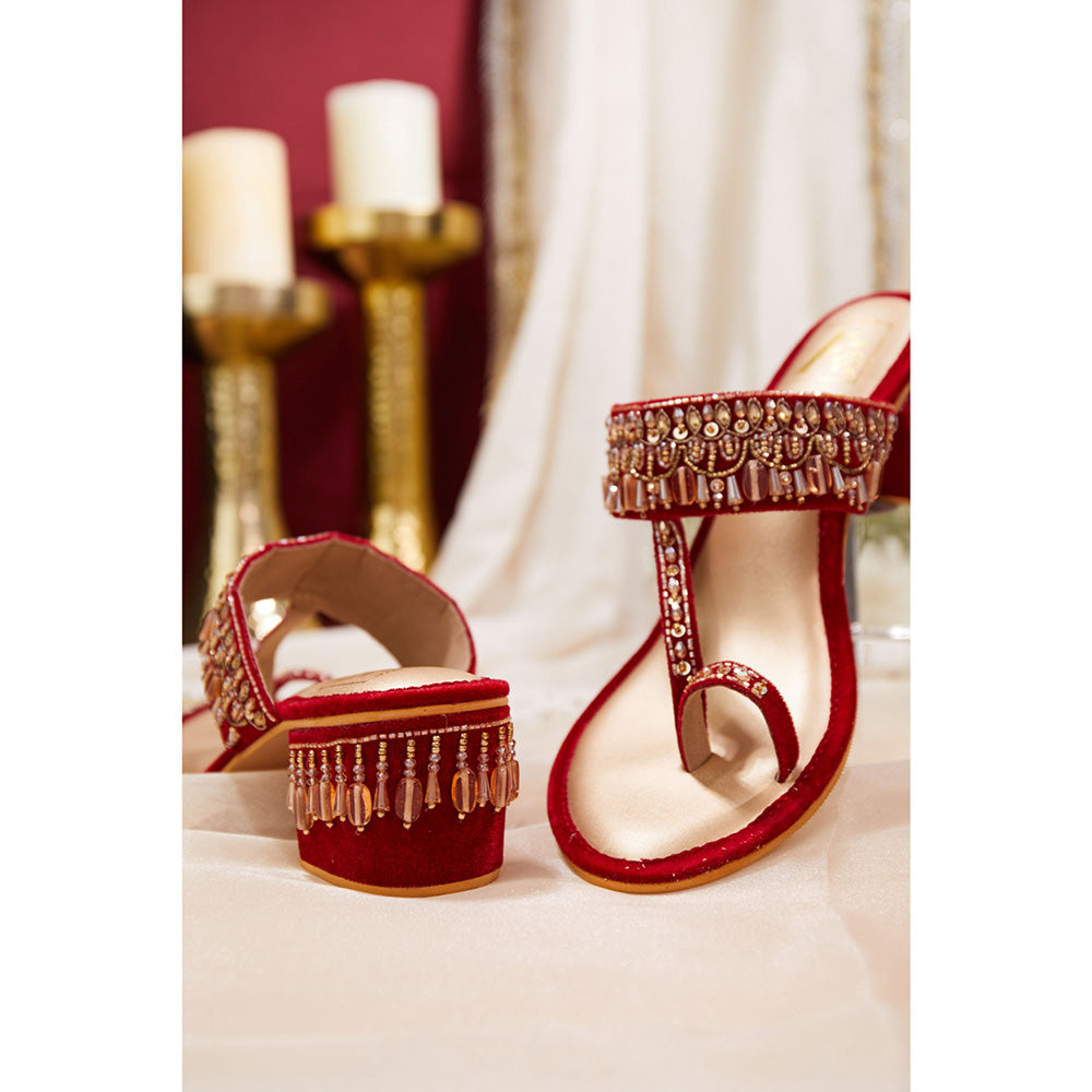 House of Vian Women Red Zahra Block Heels