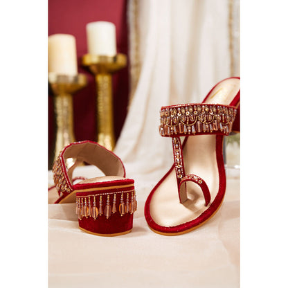 House of Vian Women Red Zahra Block Heels