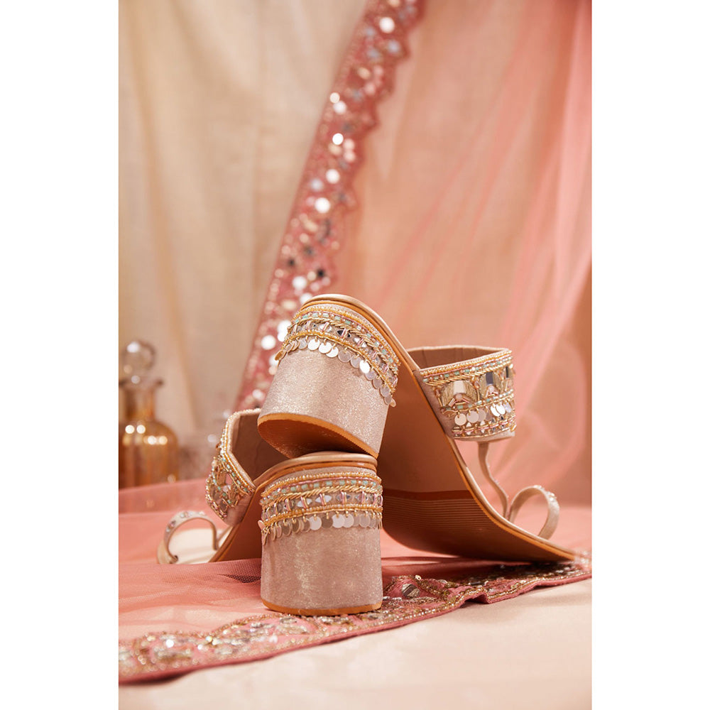 House of Vian Women Rose Gold Ada Block Heels