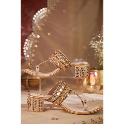House of Vian Women Gold Saba Block Heels
