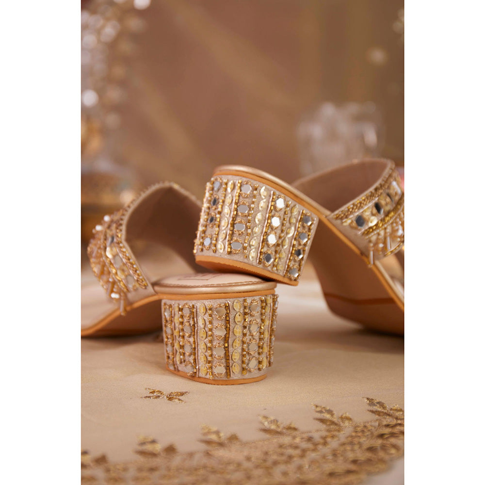 House of Vian Women Gold Saba Block Heels