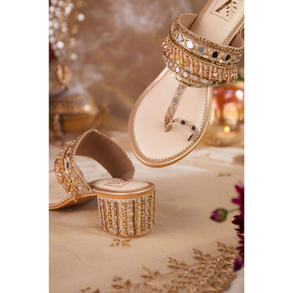 House of Vian Women Gold Saba Block Heels