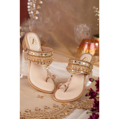 House of Vian Women Gold Saba Block Heels