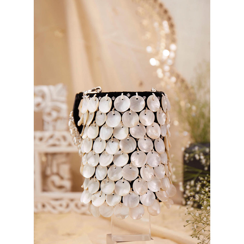 House of Vian Women Embellished White Potli