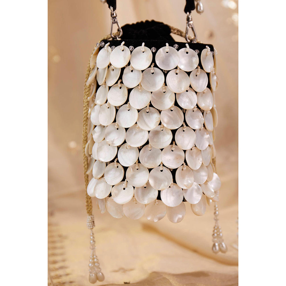 House of Vian Women Embellished White Potli