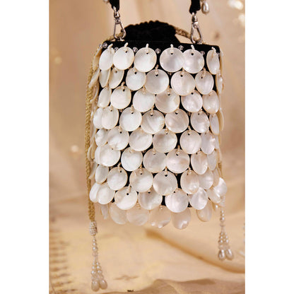 House of Vian Women Embellished White Potli