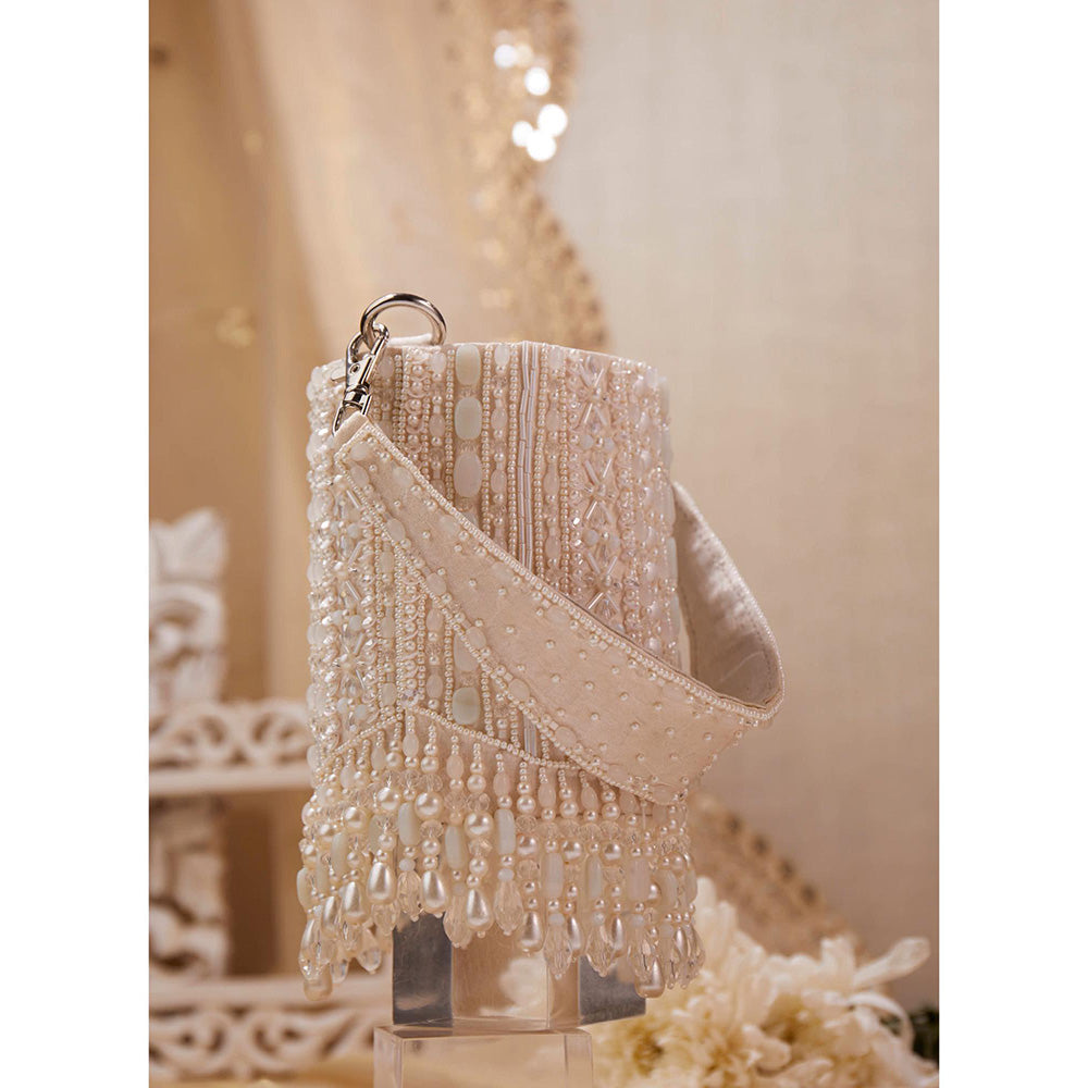 House of Vian Women Embellished White Potli