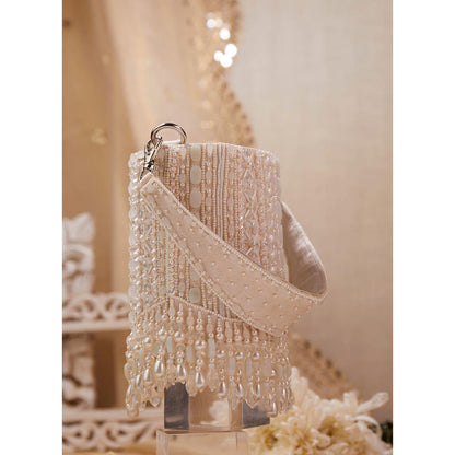 House of Vian Women Embellished White Potli