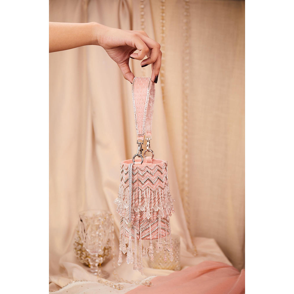 House of Vian Women Embellished Pink Potli