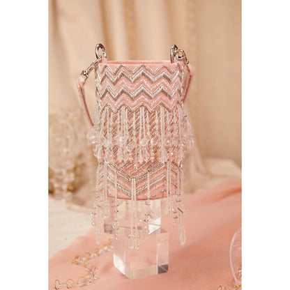 House of Vian Women Embellished Pink Potli