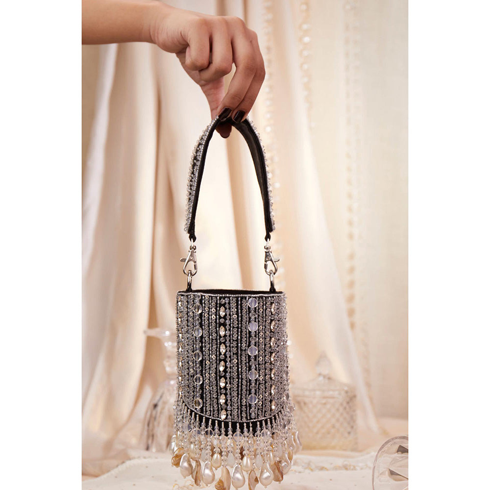 House of Vian Women Embellished Black Potli