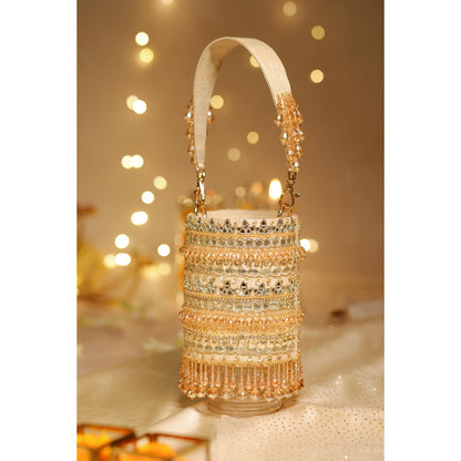 House of Vian Women Embellished Gold Potli