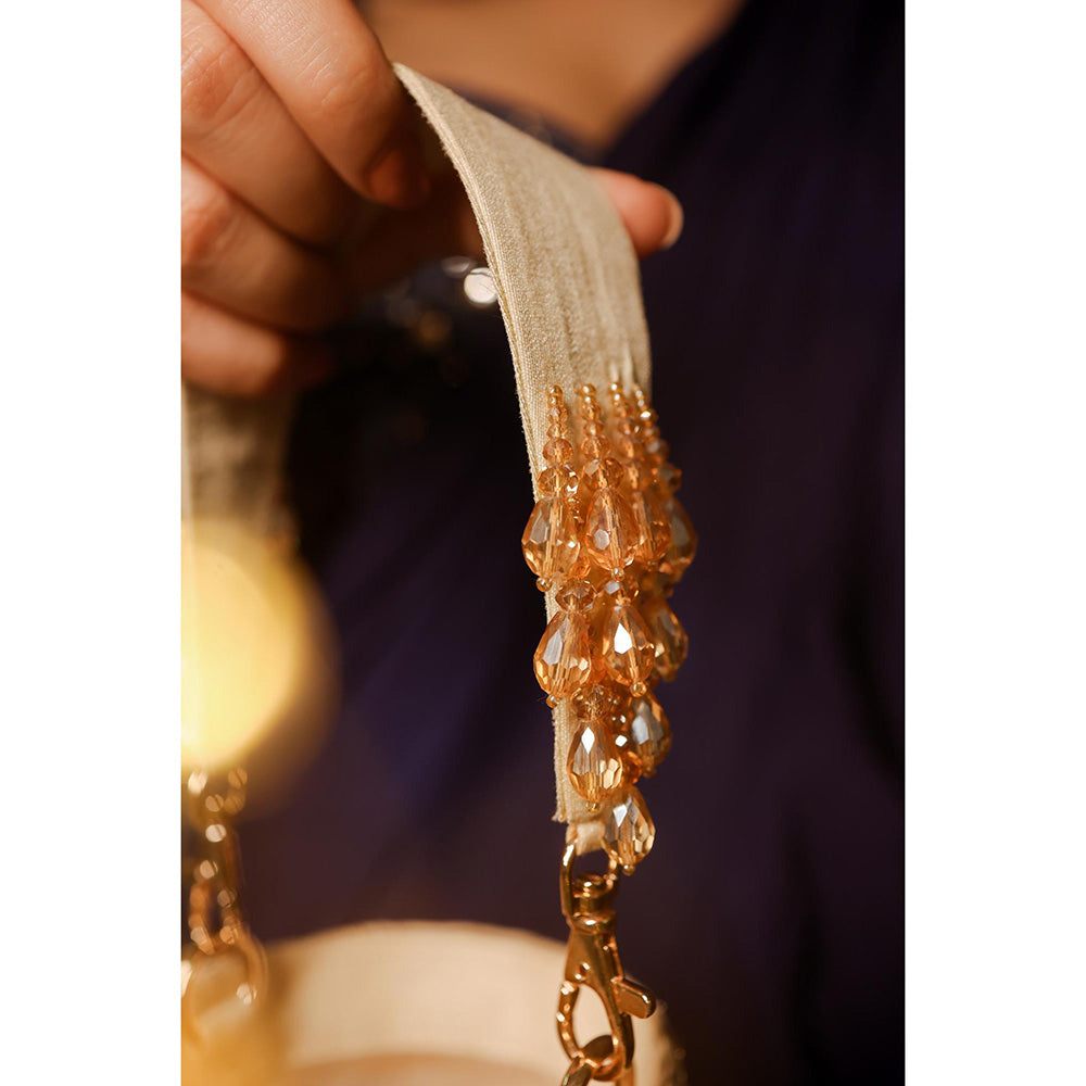 House of Vian Women Embellished Gold Potli