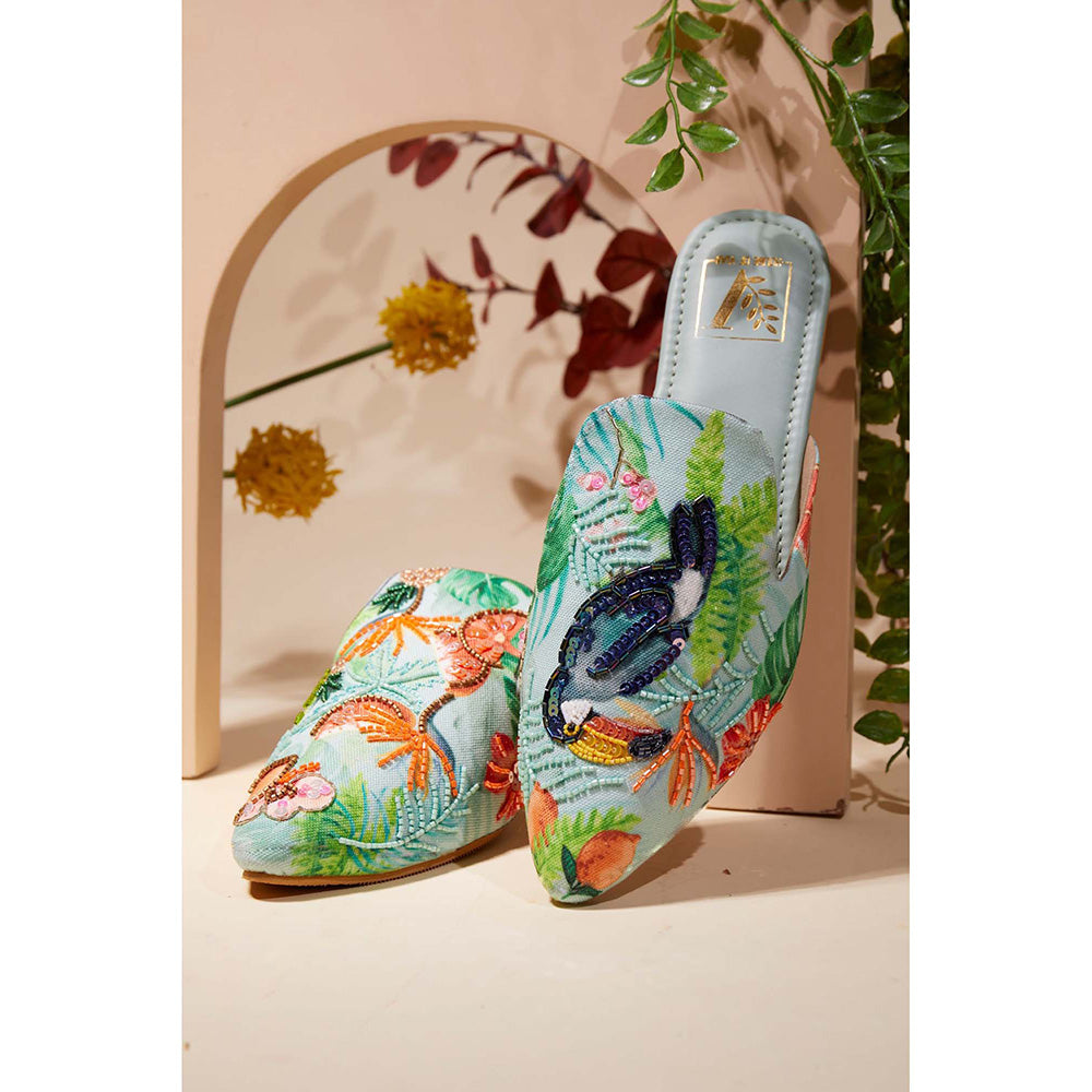 House of Vian Blue Tropical Toucan Mules