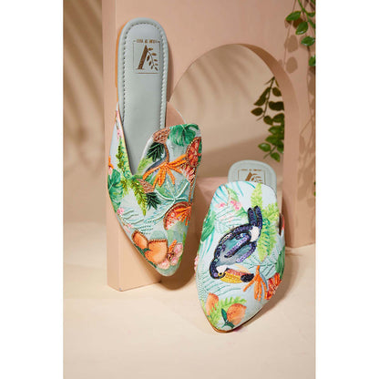 House of Vian Blue Tropical Toucan Mules
