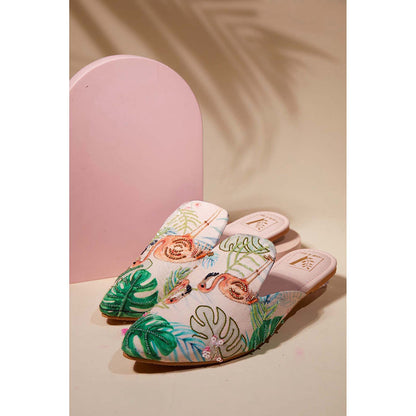 House of Vian Peach Flaming Low Mules