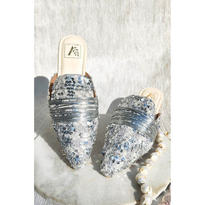 House of Vian Shimmer Silver Mules