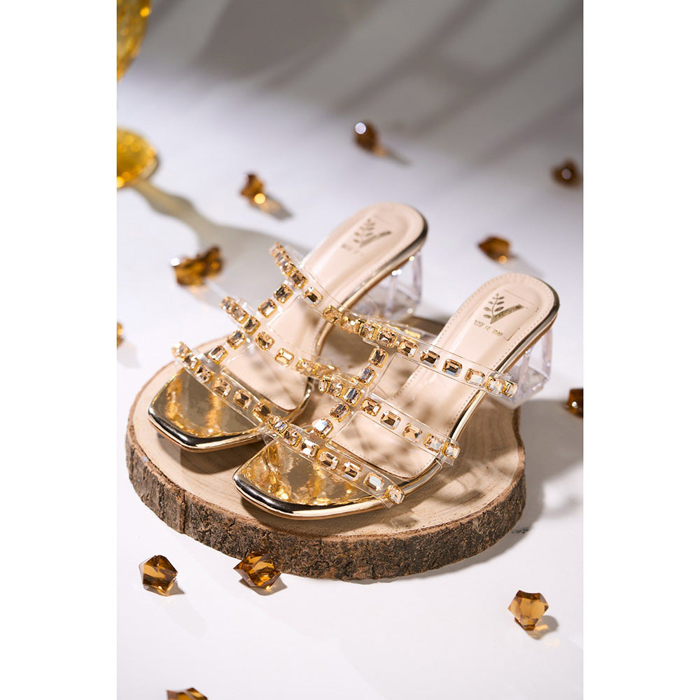 House of Vian Rihanna Gold Sandals Heels