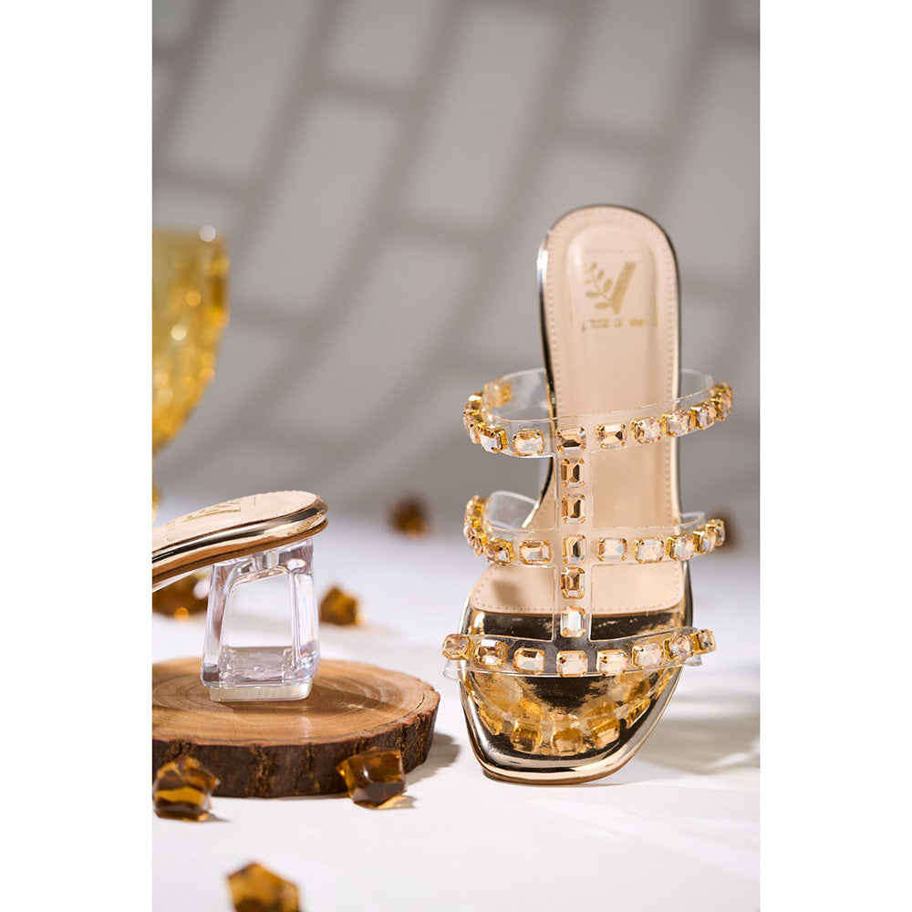 House of Vian Rihanna Gold Sandals Heels