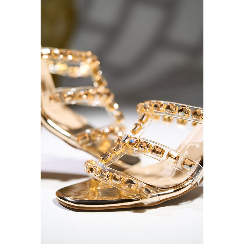 House of Vian Rihanna Gold Sandals Heels