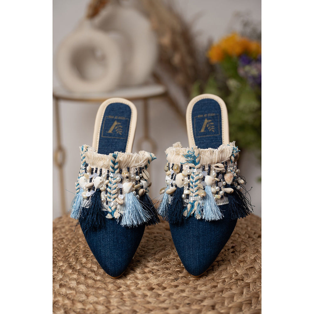 House of Vian Blue Boho Mules