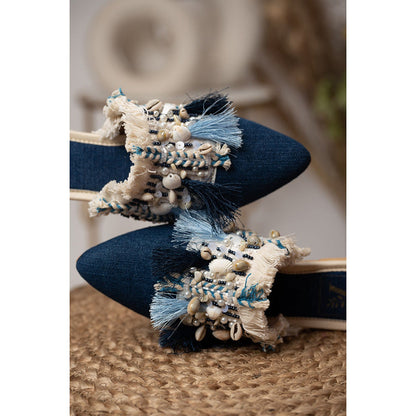 House of Vian Blue Boho Mules