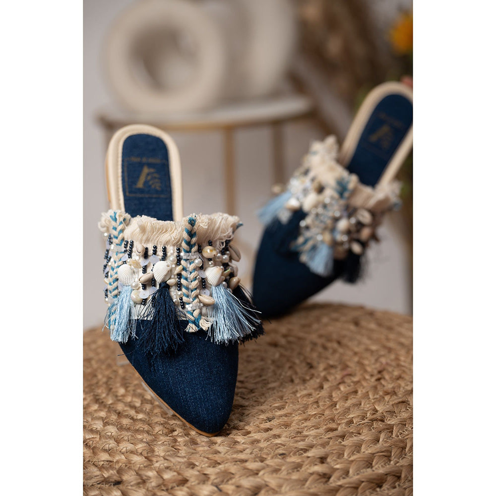 House of Vian Blue Boho Mules