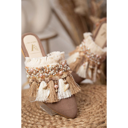 House of Vian Brown Struck Mules