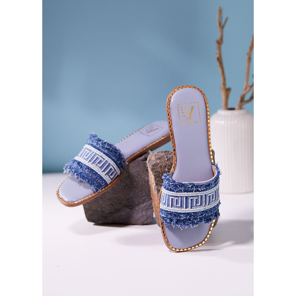 House of Vian Savannah Blue Open Toe Flats