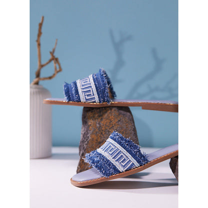 House of Vian Savannah Blue Open Toe Flats