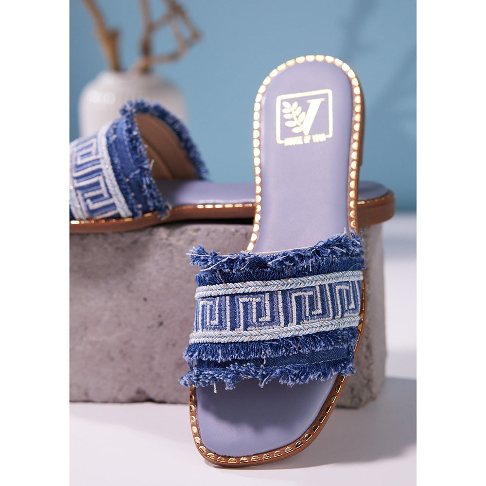 House of Vian Savannah Blue Open Toe Flats